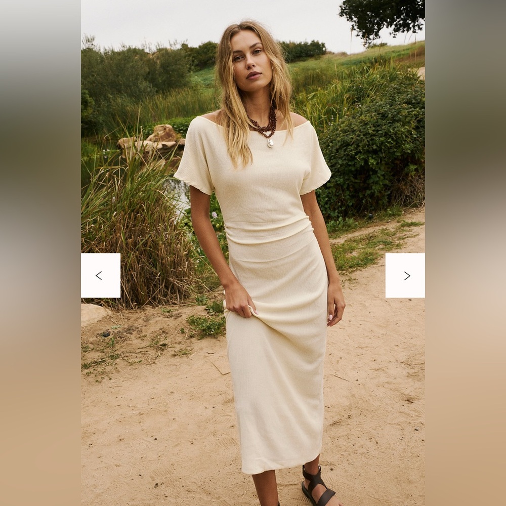 Free People Elegant Cream Off-Shoulder Dress